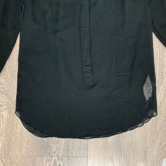 Aritzia Wilfred Blouse Half Button Front Long Sleeve Sheer Black Size XS - Picture 6 of 13